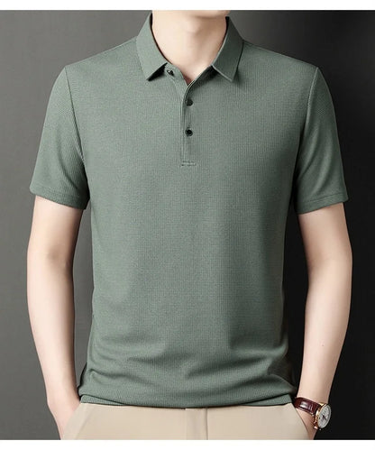 Summer Men's Short Sleeved Lapel T-Shirt Solid POLO  Loose Top