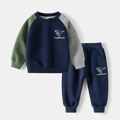 Children Clothes Set Color Patchwork Kids Boys Two-Piece Sets Children Boy Casual Tracksuit Outfits Tops Pants