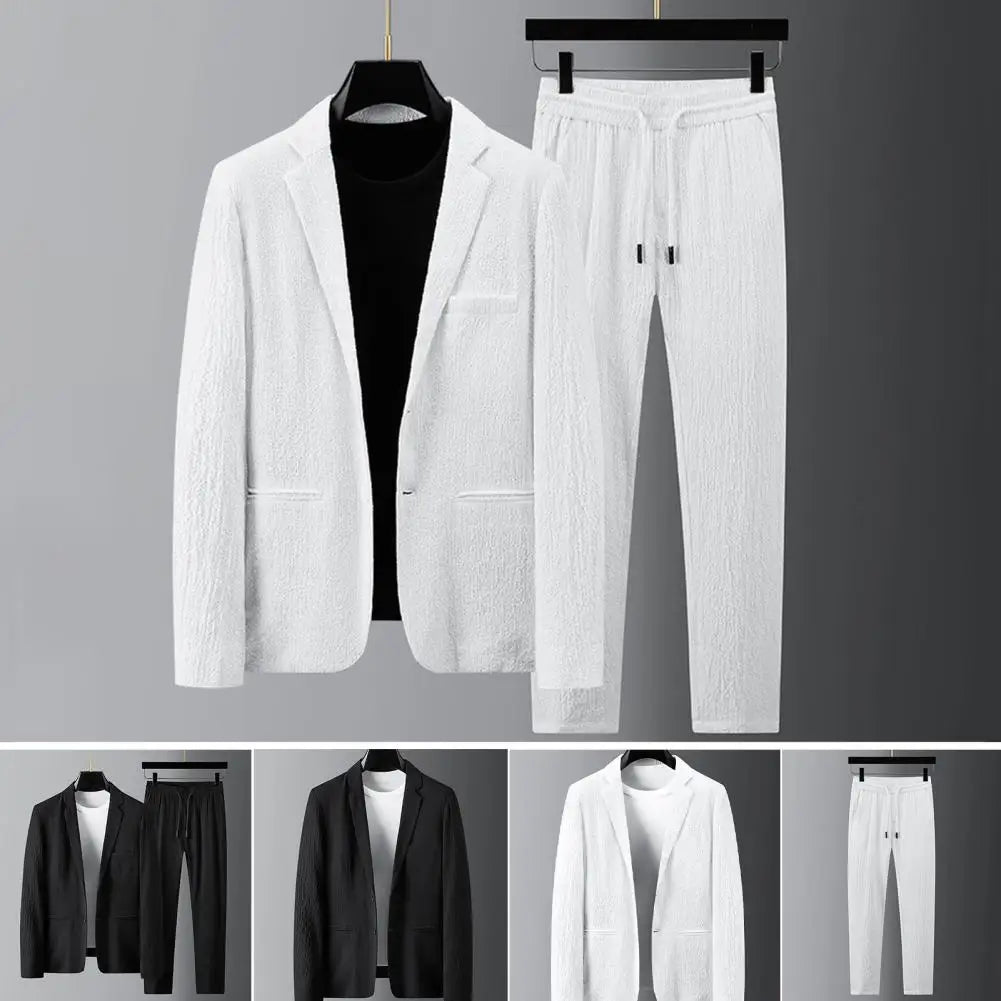 2Pcs Men Blazer Pants Set Spring.