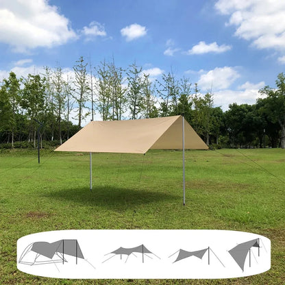 Camping Sunshade with Poles Waterproof Lightweight Rain UV Resistant Shelter for Garden Picnic Hiking Beach Outdoor Activities