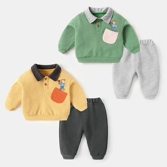 Baby Autumn 2PCS Clothes Set Sweatshirt Suit Elastic Waist Sport Pants Infant Kids Boy Outfit Age Range: 1-3Y