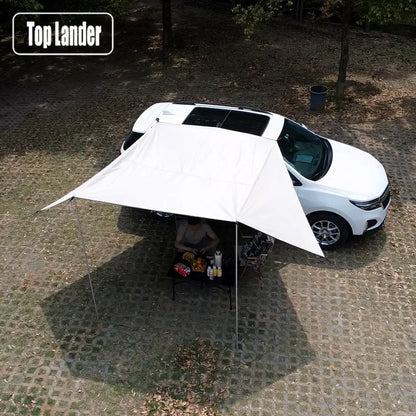 Manta Ray Car Side Awning Black Coating Tarp with Suction Cup Anchor Outdoor Camping Tourist SUV Tent Shade Waterproof Anti UV