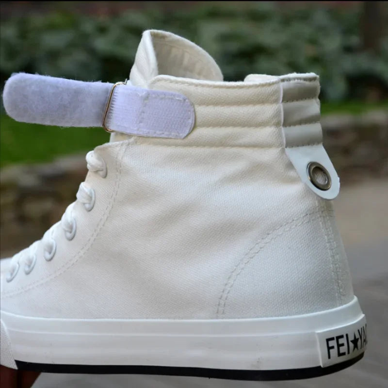 Men Shoes High Top White Canvas Shoe