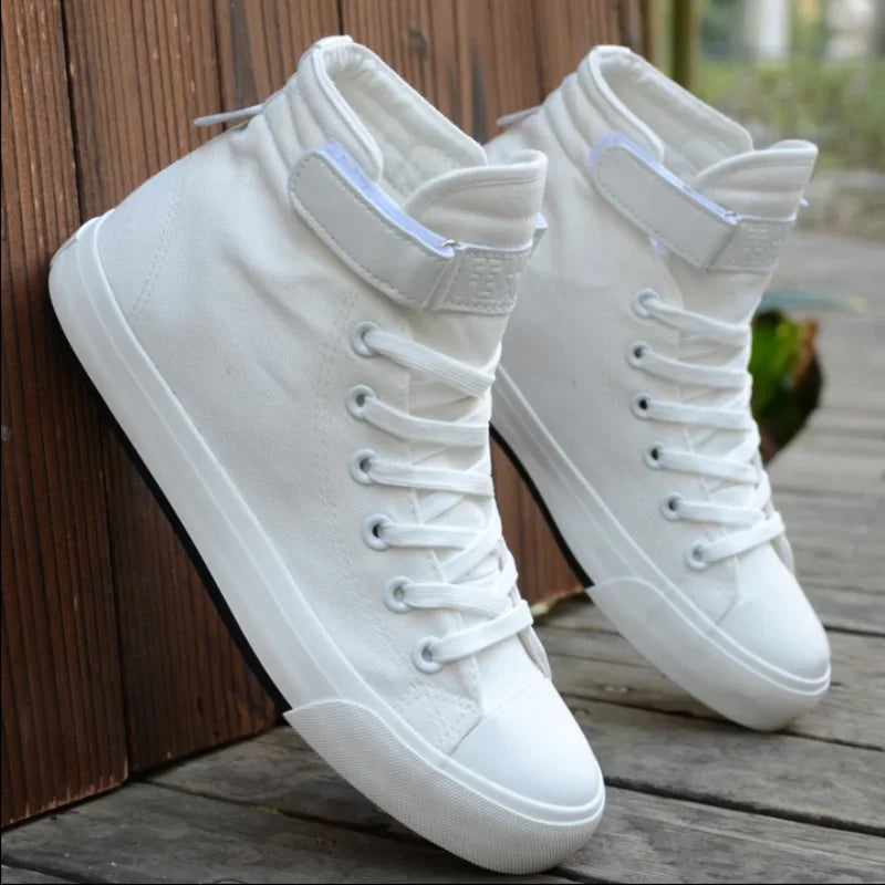 Men Shoes High Top White Canvas Shoe