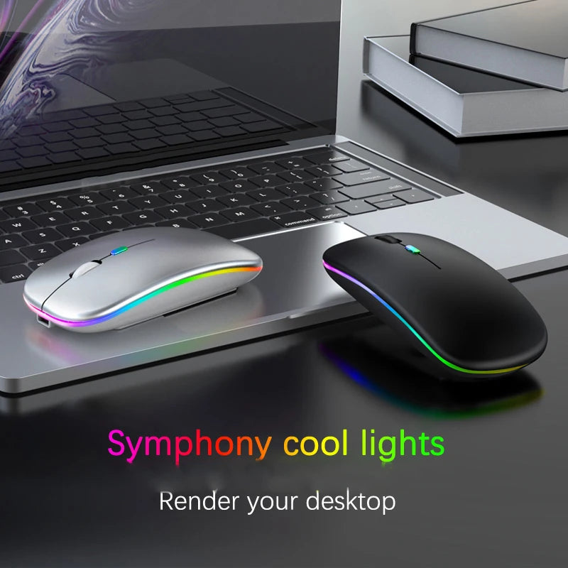 Tablet Phone Computer Bluetooth Wireless Mouse Rechargeable Luminous 2.4G USB Wireless Mouse Portable Mouse Gamer Mouse Mice