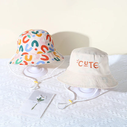 Double Sided Baby Bucket Hat Cute Letter Embroidered Children Boys Girls Fisherman Panama Cap Summer Outdoor Kids Sun Hat Gorras