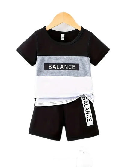 Boys 3-6 Casual BALANCE Letter Set 2pcs Comfy Summer Kids Clothes