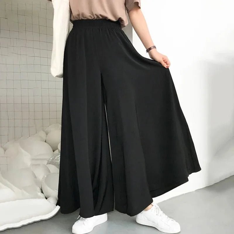 Summer Women's Plus Size Wide Leg Pants Cotton Linen Retro Minimalist Mid Rise Elastic Drape Straight Leg Trousers