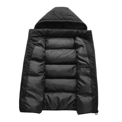 Winter Thicken Cotton Vests Jacket Coat Men Warm Detachable Hat Outwear