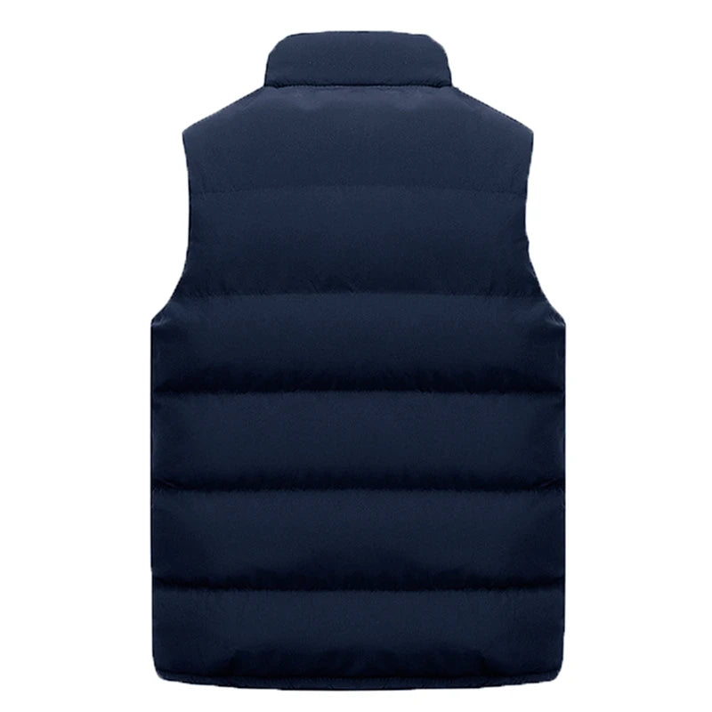 Vest Parkas Cotton Casual Sleeveless Stand Thick Clothes Solid Vest Jacket Male