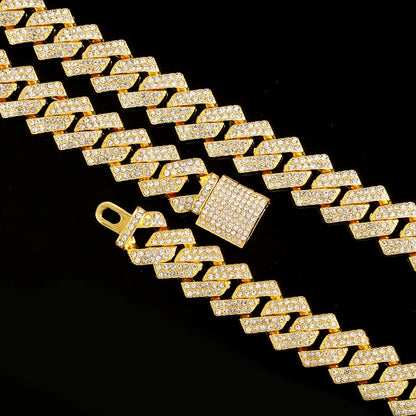 16mm Hip Hop Miami Cuban Link Chain Set Necklace +Watch+Bracelet Creative Iced