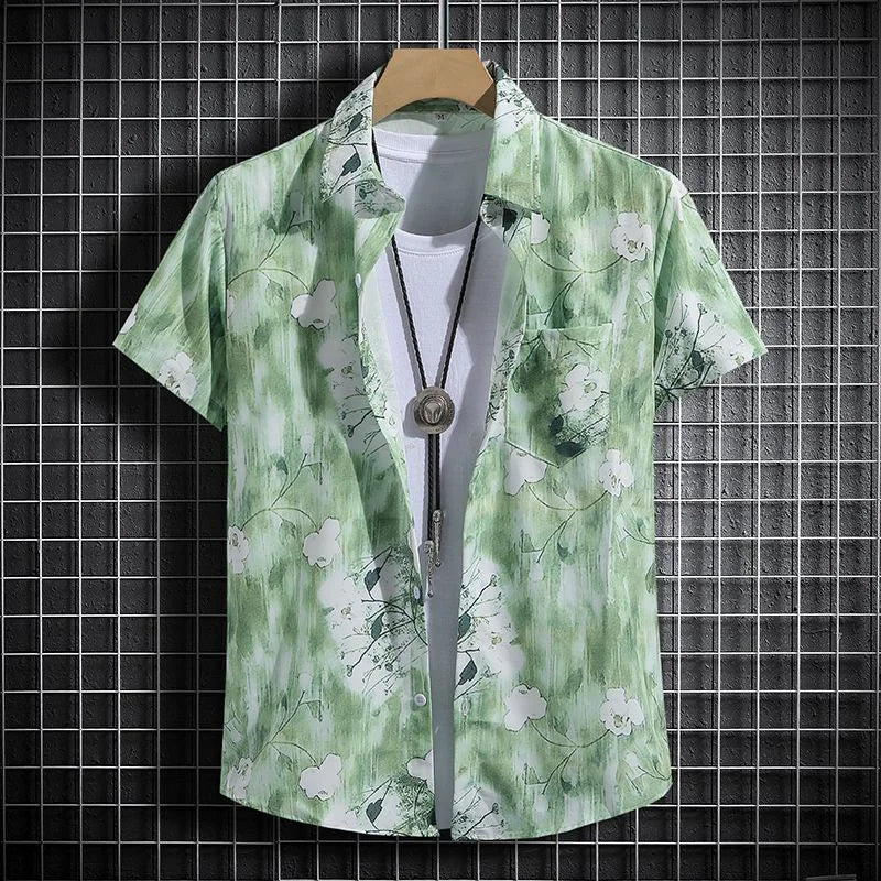 Beach Style Printed Shirts for Men - Short Sleeves Hawaiian Loose-Fit