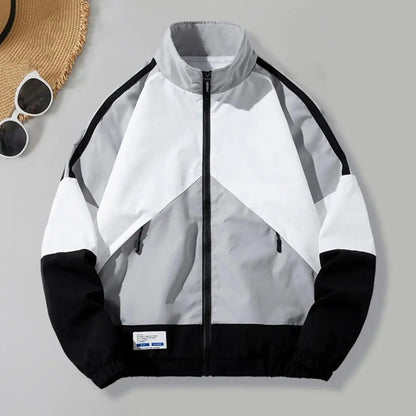 Jacket Hip Hop Patchwork Loose Spring Autumn Windbreaker Sportswear Casual Jacket