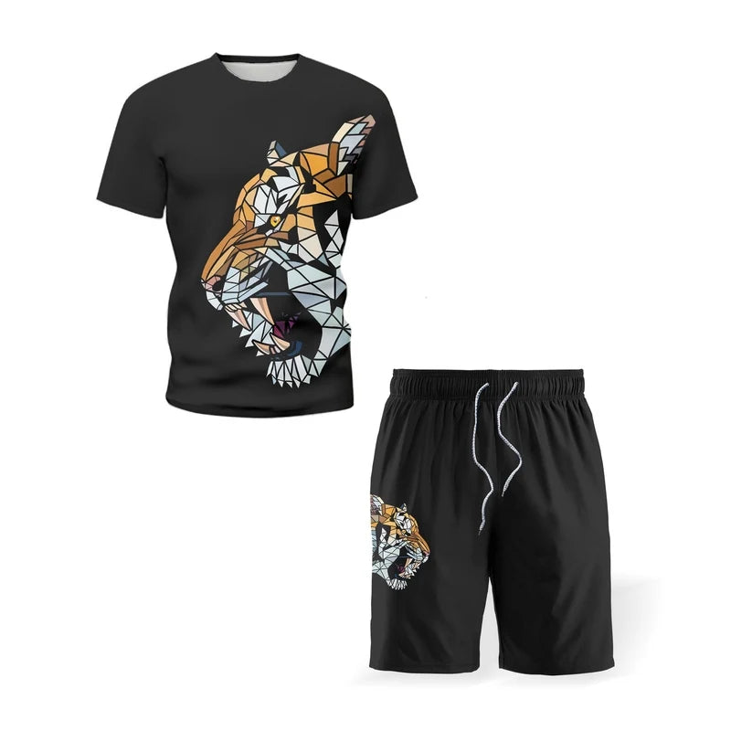 Male Clothing Tracksuit Outfit Shorts 2 Pieces