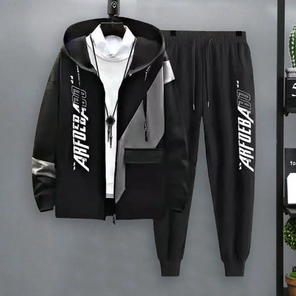 2Pcs/Set Jacket Pants Drawstring Zipper Hoodie