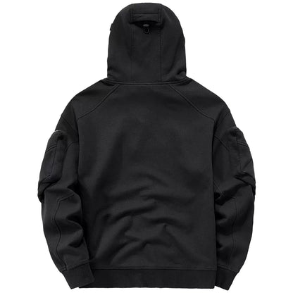 Streetwear Hoodies Hip Hop Sweatshirts High Neck Mask Windproof Pullovers Dark Black