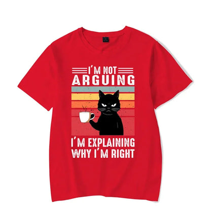 T shirts Oversize Black Cat I’m Not Arguing Graphic Funny Cat Coffee